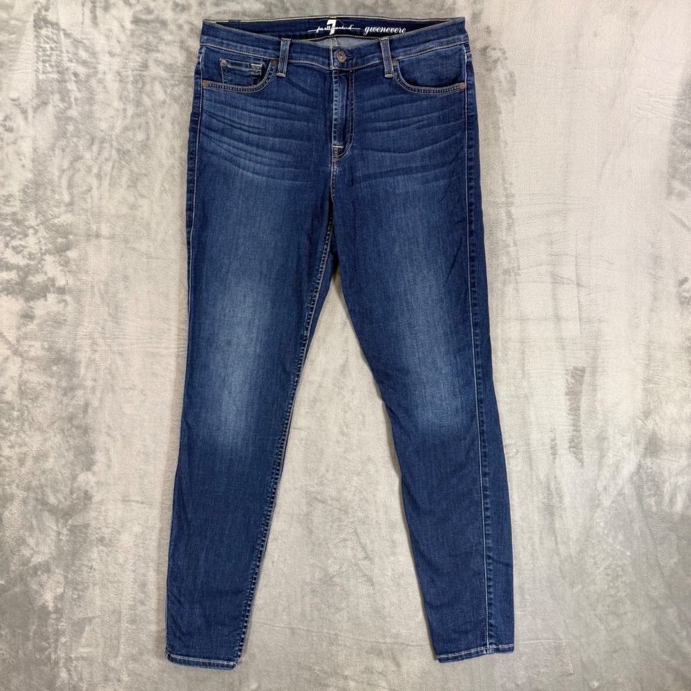 7 For All Mankind Gwenevere Skinny Jeans Women's Size 31 Blue Dark Wash Denim